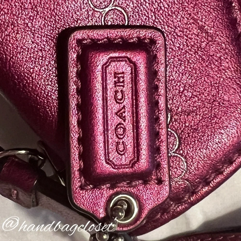Coach Large Jewel leather Magenta Metallic Wristlet 44596 Clutch Bag